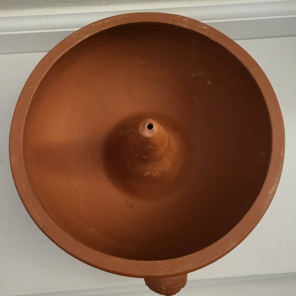 Yunnan Province Red Clay Cooking Vessel Etched Owl Chinese Symbols - Picture 5 of 11